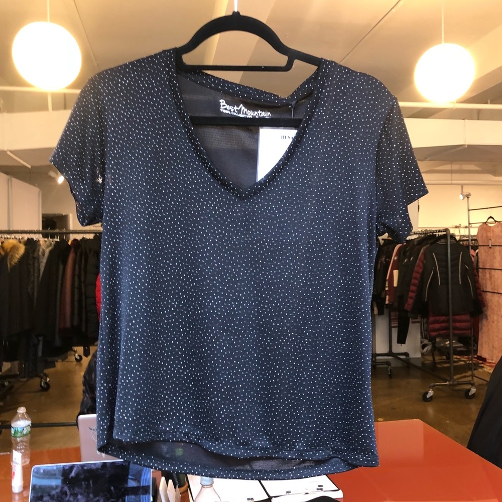 Black t shirt with metallic detail